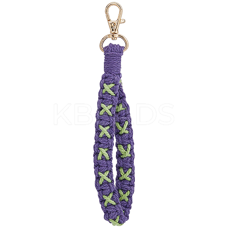 Cotton Handmade Braided Wrist Lanyard Pendant Decorations KEYC-WH0007-001A-1