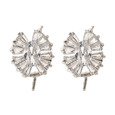 Brass Cubic Zirconia Stud Earrings Findings KK-R217-16P-1