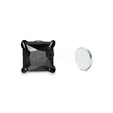 Square Cubic Zirconia Magnetic Clip-on Earrings LS-EJEW-H001-47A-EB-1
