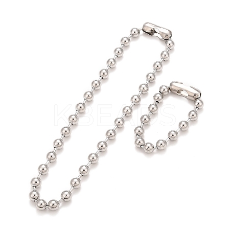 Tarnish Resistant 304 Stainless Steel Ball Chain Necklace & Bracelet Set STAS-D181-02P-02B-1