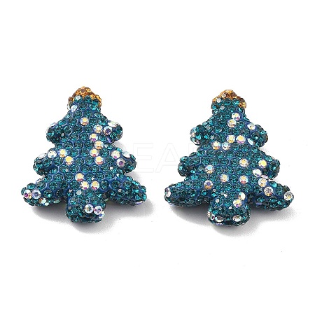 Christmas Tree Polymer Clay Rhinestone Beads CLAY-NH0001-10C-1