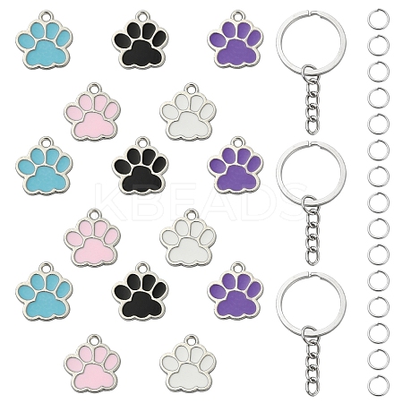 DIY Paw Print Alloy Enamel Pendants Keychain Making Kits DIY-YW0010-02-1