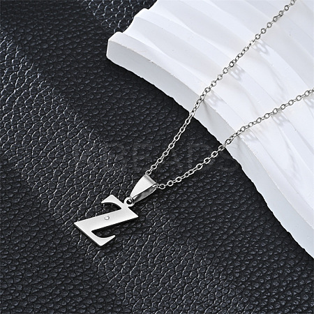 201 Stainless Steel Crystal Rhinestone Initial Pendant Necklaces FS-WG28760-20-1