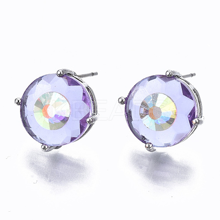 Brass Stud Earrings GLAA-S193-039B-P-1