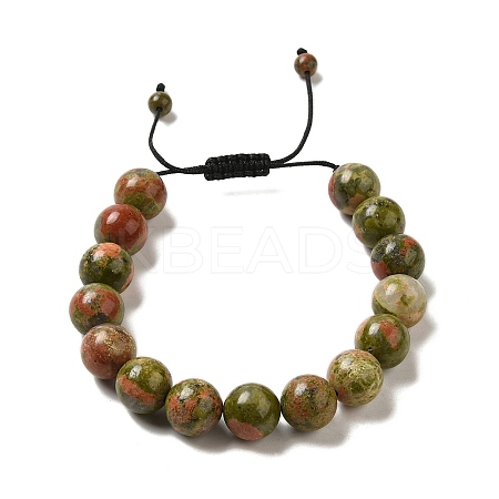 12.5mm Round Natural Unakite Braided Bead Bracelets for Women Men BJEW-C060-01H-1