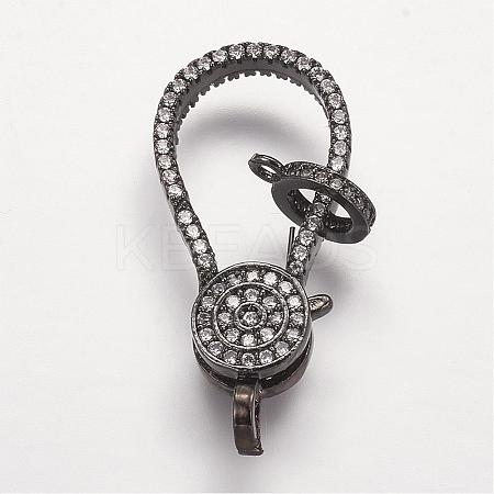 Brass Micro Pave Cubic Zirconia Lobster Claw Clasps ZIRC-G095-54B-1