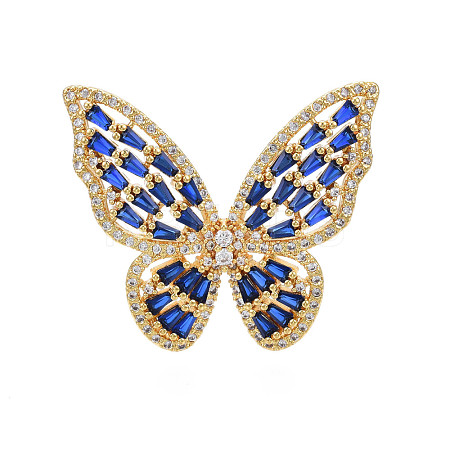 Cubic Zirconia Butterfly Open Cuff Rings RJEW-N037-016-02LG-1