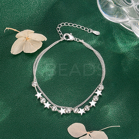 Brass Curb Chain 2-Strand Bracelets for Women WG9F5FA-02-1