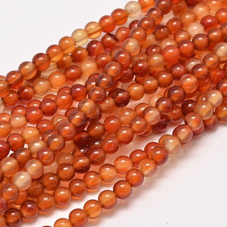 Round Natural Red Agate Bead Strands G-M257-4mm-26-1