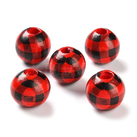 Printed Wood European Beads WOOD-Z002-09A-1