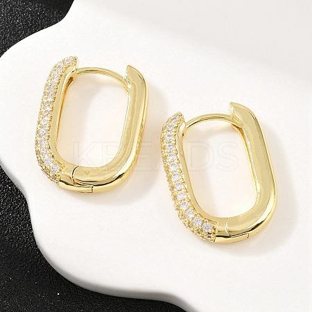Rectangle Brass Micro Pave Clear Cubic Zirconia Hoop Earrings EJEW-D348-11G-1