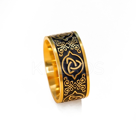 Stainless Steel Enamel Triquetra/Trinity Knot Finger Rings PW-WG80958-06-1