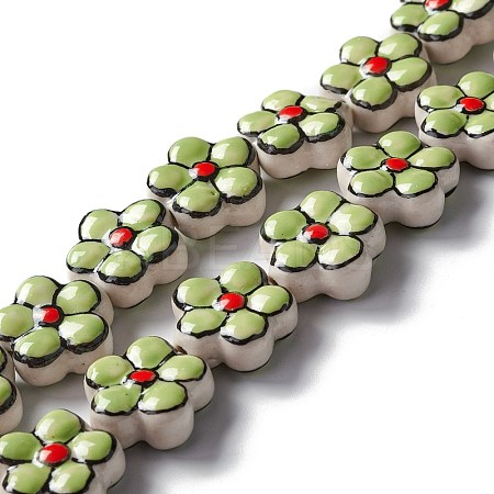 Handmade Porcelain Flower Beads Strands PORC-F003-01L-1