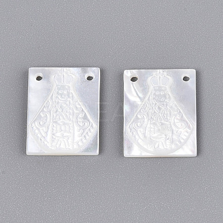 Natural White Shell Mother of Pearl Shell Pendants SSHEL-S264-002B-1