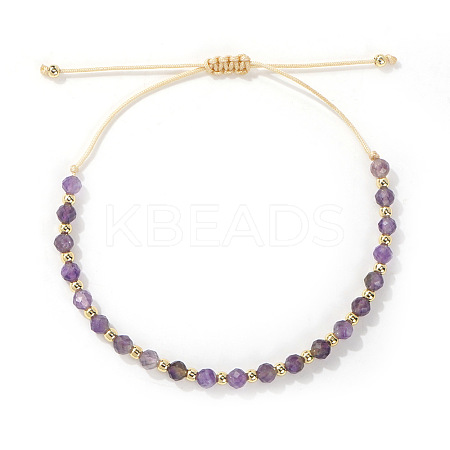 Natural Amethyst Round Beaded Braided Bracelets for Women TK4994-1-1