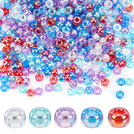 500Pcs 5 Colors Transparent Acrylic European Beads TACR-AR0001-21-1