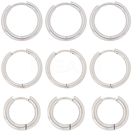 12 Pairs 3 Styles 202 & 304 Stainless Steel Huggie Hoop Earrings EJEW-SC0001-43-1