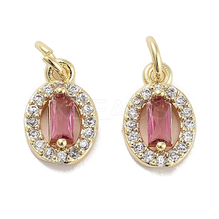 Brass Micro Pave Cubic Zirconia Charms KK-C051-04G-01-1