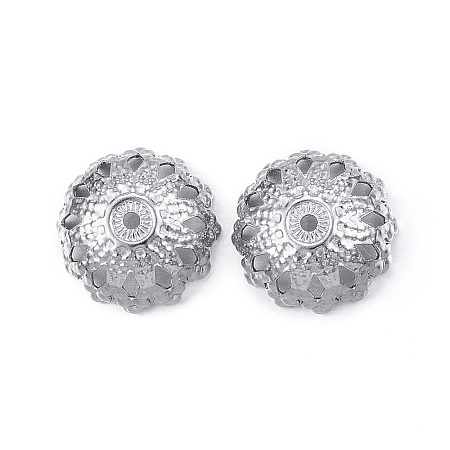 Tarnish Resistant 304 Stainless Steel Flower Fancy Bead Caps LS-STAS-G127-03P-1