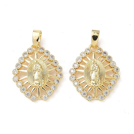 Brass Micro Pave Cubic Zirconia Pendants KK-P334-12G-1