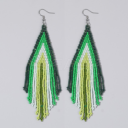 Handmade Glass Seed Beads Tassel Dangle Earrings LS-EN2812-7-1