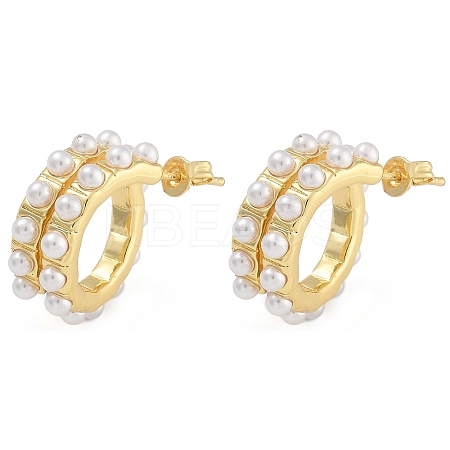 Brass & ABS Imitation Pearl Stud Earrings EJEW-K293-20G-1