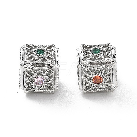 Brass Micro Pave Cubic Zirconia Beads KK-G523-12P-1