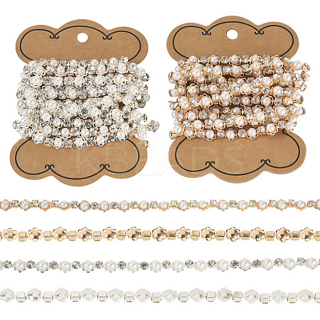 2Pcs 2 Colors Flower Iron Rhinestone Cup Chains FIND-TA0008-01-1