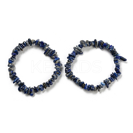Natural Lapis Lazuli Chip Beaded Stretch Bracelet G-H294-01B-03A-1