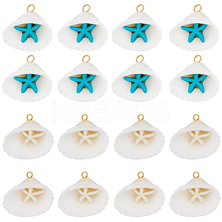 32Pcs 2 Colors Summer Beach Natural Shell Pendants FIND-SC0012-35-1