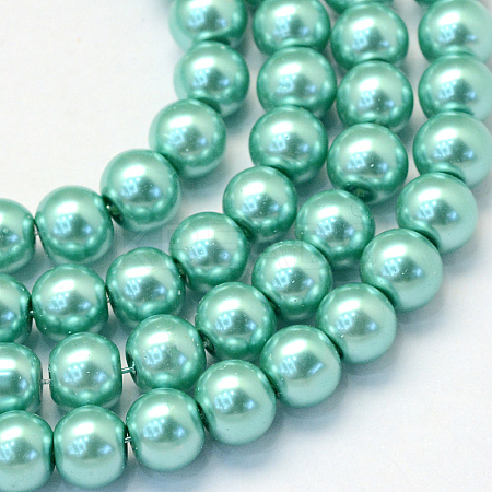 Baking Paint Pearlized Glass Pearl Round Bead Strands HY-Q330-8mm-32-1