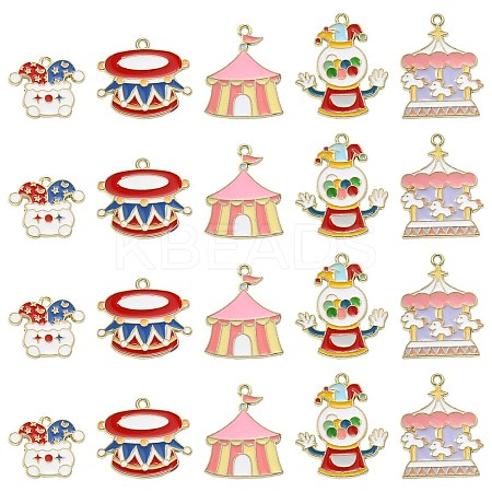 30Pcs 5 Styles Circus Theme Alloy Enamel Pendants ENAM-CJ0004-78-1