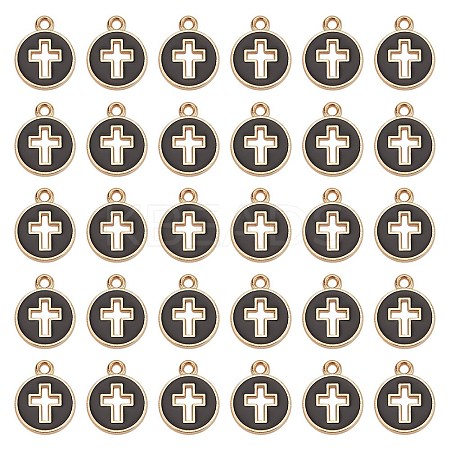 100Pcs Light Gold Plated Alloy Enamel Pendants ENAM-AR0001-75-1