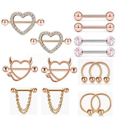 316L Surgical Stainless Steel Nipple Rings Set WGB1007-03-1