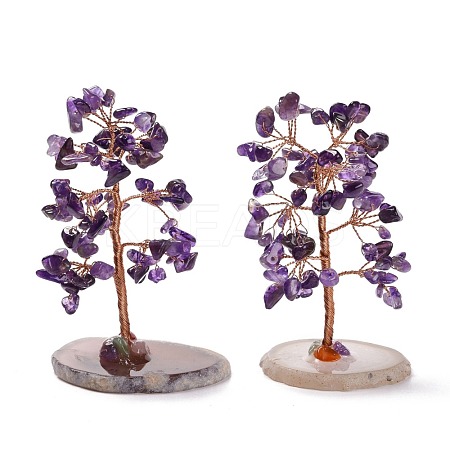 Natural Amethyst Chips & Agate Pedestal Display Decorations DJEW-A001-04J-1