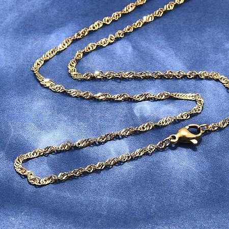 304 Stainless Steel Chain Necklaces MAK-N016-15G-1
