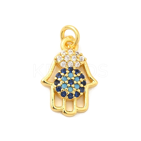 Real 18K Gold Plated Rack Plating Brass Micro Pave Cubic Zirconia Pendants Charms KK-S396-01J-1