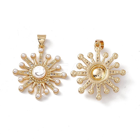 Brass Micro Pave Cubic Zirconia Pendants KK-B061-17G-1