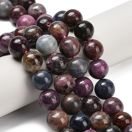 Natural Red Corundum/Ruby and Sapphire Beads Strands G-C259-B07-10mm-1