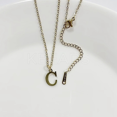 304 Stainless Steel Letter Pendant Necklaces NJEW-WH0027-26C-G-1