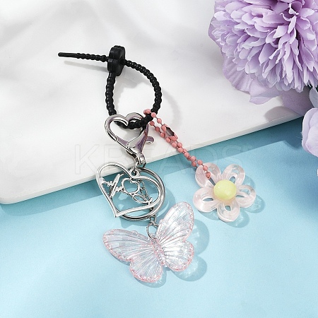 Acrylic Butterfly & Resin Flower Pendant Keychains KEYC-YW00179-02-1