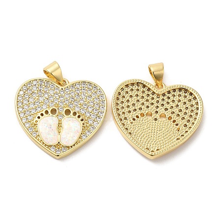 Rack Plating Brass Micro Pave Clear Cubic Zirconia Pendants KK-C025-03G-1