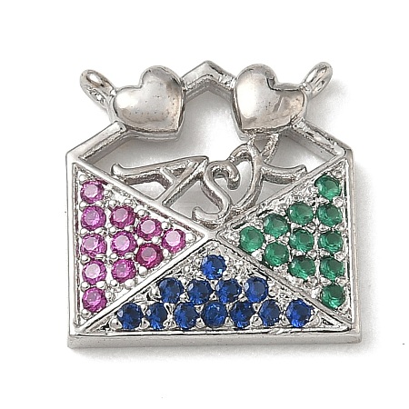 Brass Micro Pave Colorful Cubic Zirconia Pendants CU-CBA4231-06B-P-1