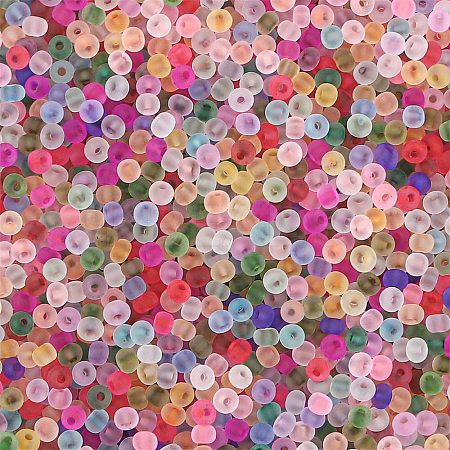 Frosted Colors Glass Seed Beads GLAA-H030-09I-1