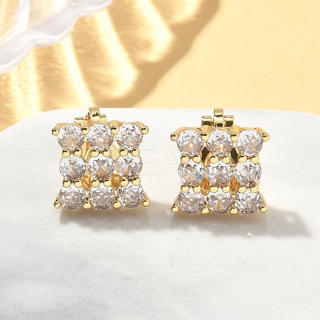 Brass Micro Pave Clear Cubic Zirconia Clip-on Earrings EJEW-A132-02C-G-1
