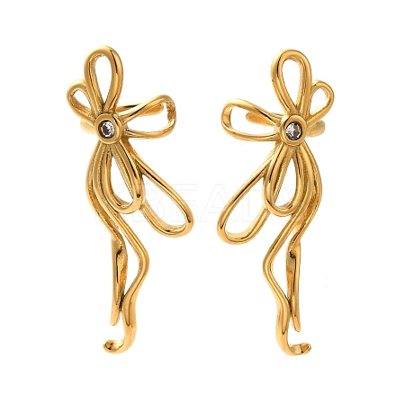 304 Stainless Steel Bowknot Cuff Earrings EJEW-C113-02G-1