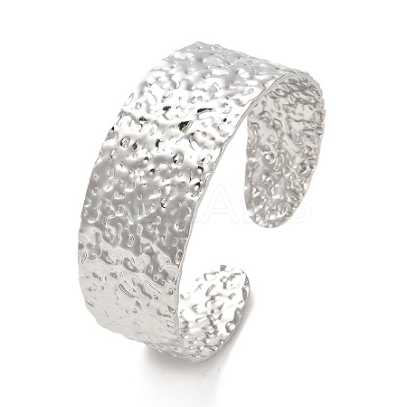 Non-Tarnish 304 Stainless Steel Textured Flat Cuff Bangles LS-BJEW-G694-04P-1