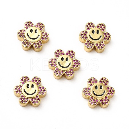 Rack Plating Brass Cubic Zirconia Beads KK-M232-01G-D-1