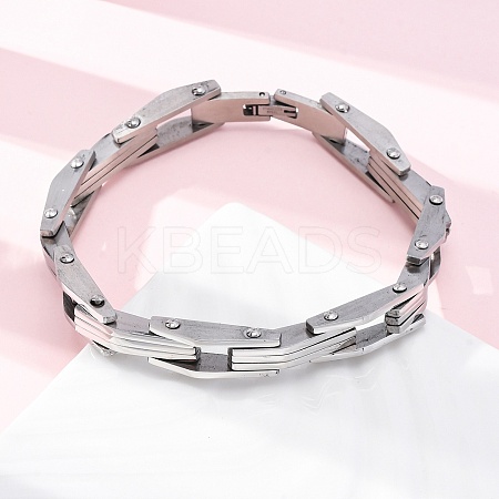 304 Stainless Steel Link Chain Bracelets for Women Men BJEW-R018-08P-1