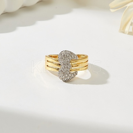 Brass Micro Pave Cubic Zirconia Finger Rings for Women IC2063-1